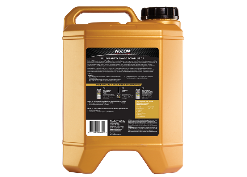 Nulon Apex+ 0W30 Eco-Plus C2 Engine Oil - 10 Litre