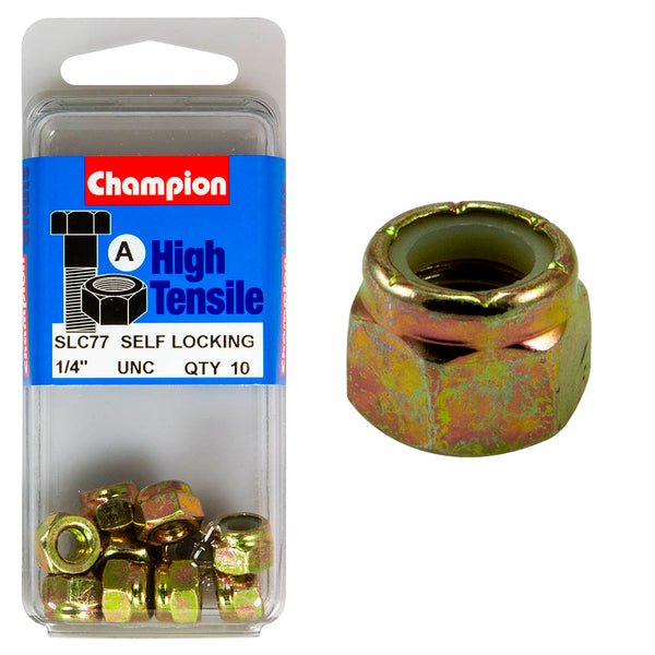 Champion 1/4" UNC Self Locking Nylon Nuts Pack - SLC77