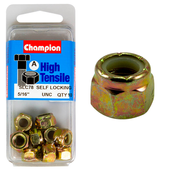 Champion 5/16" UNC Self Locking Nylon Nuts Pack - SLC78