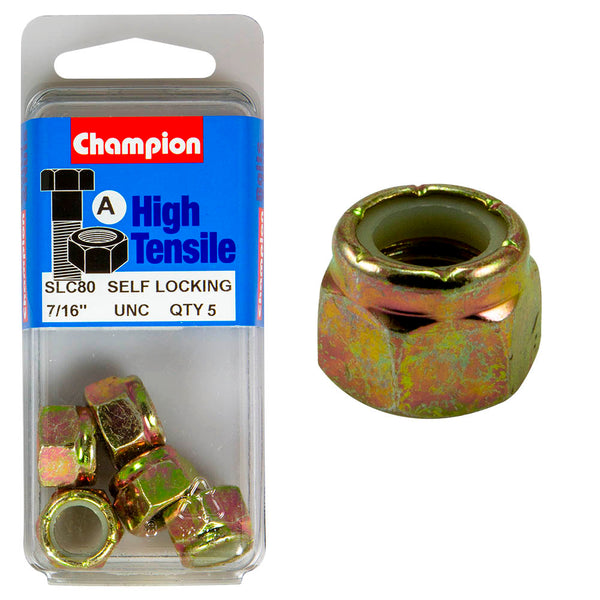 Champion 7/16" UNC Self Locking Nylon Nuts Pack - SLC80