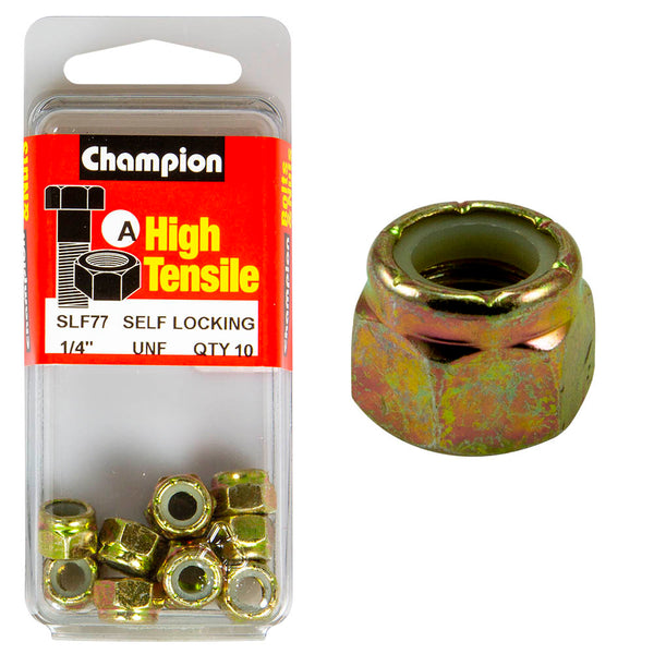 Champion 1/4" UNF Self Locking Nylon Nuts Pack - SLF77