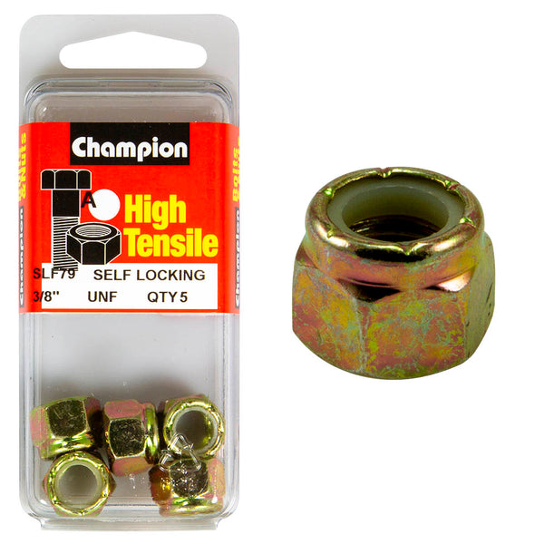 Champion 3/8" UNF Self Locking Nylon Nuts Pack - SLF79