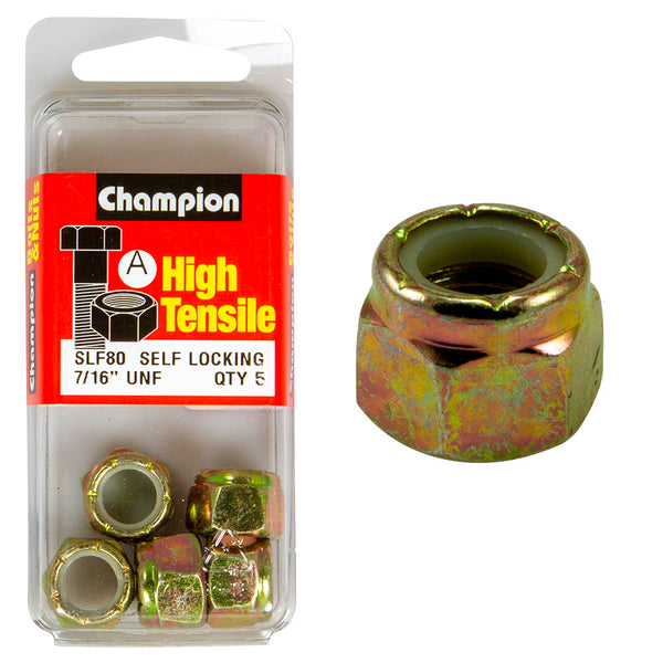 Champion 7/16" UNF Self Locking Nylon Nuts Pack - SLF80