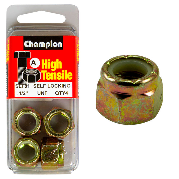 Champion 1/2" UNF Self Locking Nylon Nuts Pack - SLF81